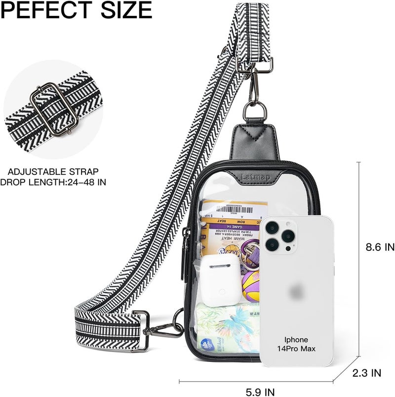 LATMAP DOUBLE ZIP Clear bags Stadium Approved Crossbody Sling Bag Fanny Pack Purses for Women Men Belt bag for Stadium Events - Image 3